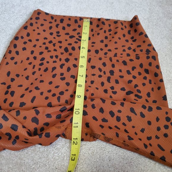 BEACH RIOT / S / Womens Ayla Brown Spot Leopard Print Ribbed 7/8 Length Leggings - Picture 10 of 11